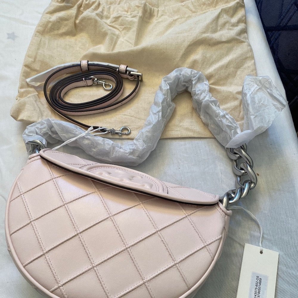 NWT TORY BURCH MINI FLEMING SOFT CRESCENT BAG